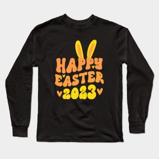 Happy Easter 2023 Bunny Ears Yellow Long Sleeve T-Shirt